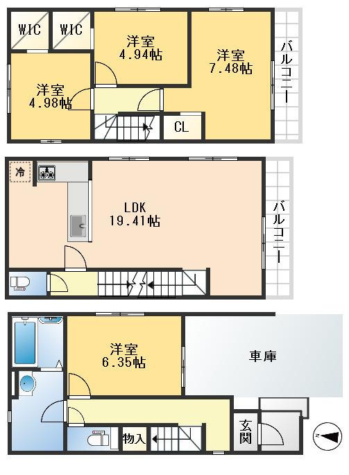 摂津市鳥飼西2丁目　新築戸建の間取り