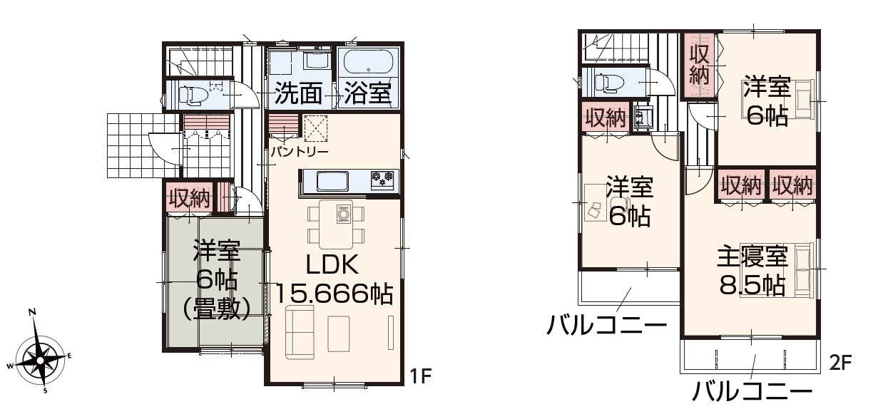 【いろどりアイタウン】　栃木市大宮町　22-P1　全13邸の間取り|〇4LDK〇
広々主寝室8.5帖！
ゆったり和室付き♪