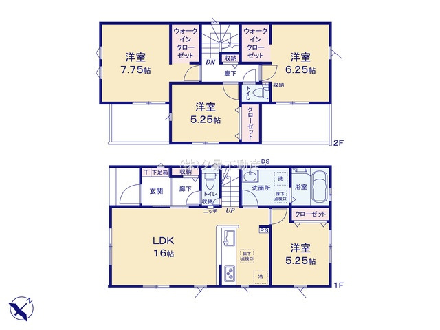 《仲介手数料無料》越谷市東大沢２丁目18-6新築一戸建てグラファーレの間取り