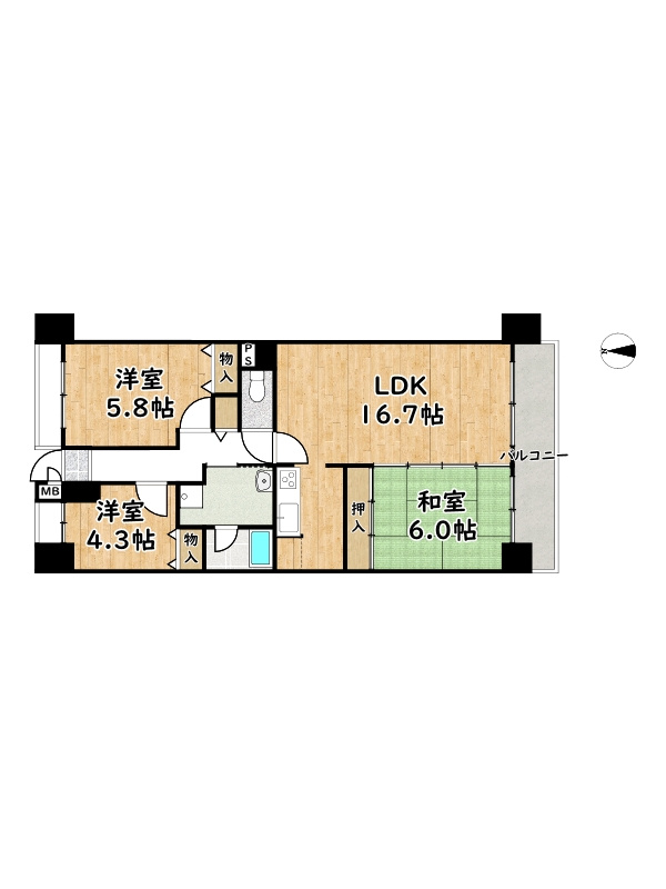 ライオンズマンション姫路広畑の間取り