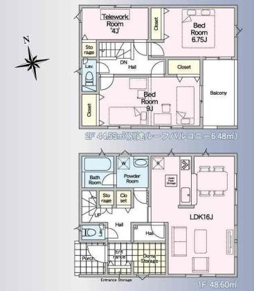 幸手市上高野第9　新築一戸建て　02　クレイドルガーデンの間取り|土間収納はベビーカーやゴルフバック、アウトドア用品の収納にも♪