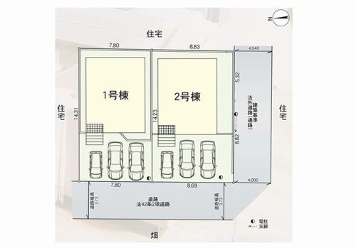 【区画図】 | 【仲介手数料０円】平塚市寺田縄第17　新築一戸建て　全2棟 | 平塚市寺田縄第17　新築一戸建て　全2棟