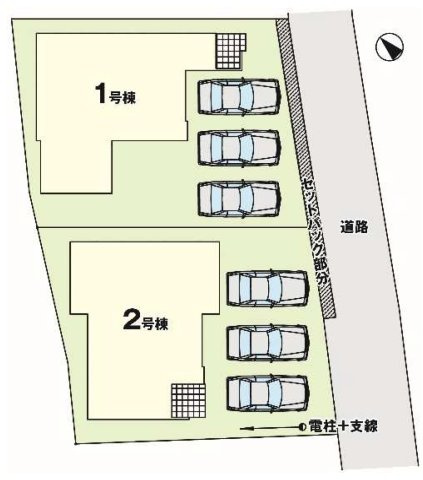 【LIGARE】宇都宮市石井町 7期 全2棟の区画図|〇カースペース並列3台〇