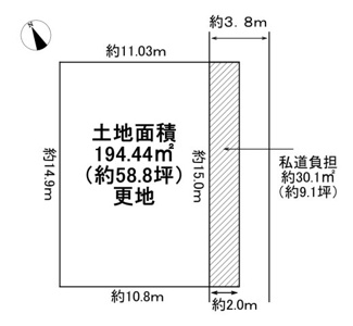 【土地図】 | 川西市中央町7の10　建築条件無土地