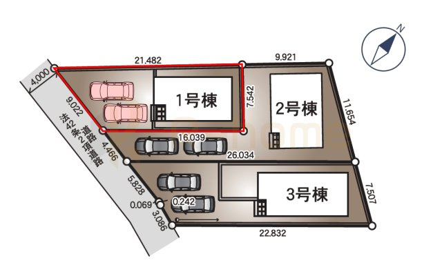 古河市諸川第9　新築戸建て　1号棟の区画図|大きなお買い物だからこそ、メリット・デメリットを伝えさせて頂きます。
R-homeにお任せください♪