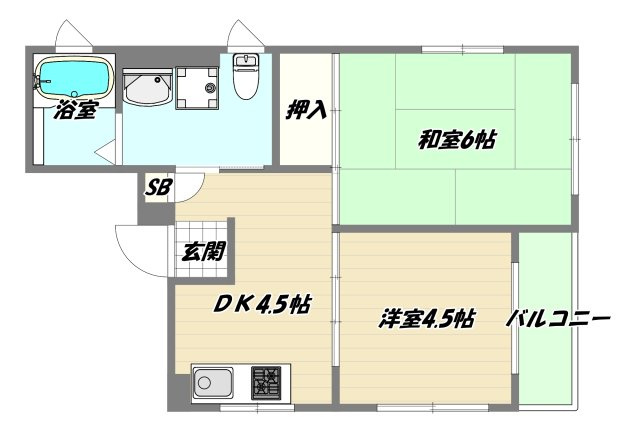 大阪市淀川区十三東２丁目の賃貸マンションの間取り
