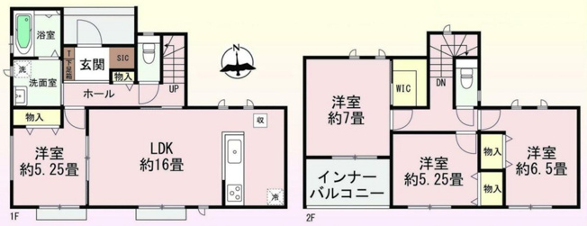 【間取り】 | 前橋市上新田町　新築住宅 | 暖かな日差し差し込む4LDK
南向きにLDKや居室が広く面しており、日当たり良好です◎