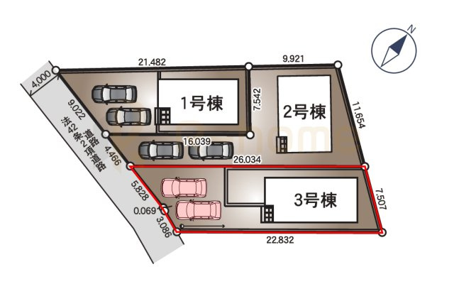 古河市諸川第9　新築戸建て　3号棟の区画図|大きなお買い物だからこそ、メリット・デメリットを伝えさせて頂きます。
R-homeにお任せください♪