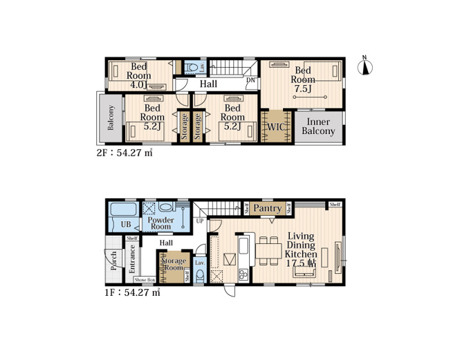 【間取り】 | 志木市中宗岡1丁目　新築一戸建住宅　全1棟　(丸井志木店) | 家事をサポートする食洗機・パントリー付き。LDK17.5帖のゆとりある空間に、ホスクリーン2か所や大容量収納を備えた快適な住まいです。