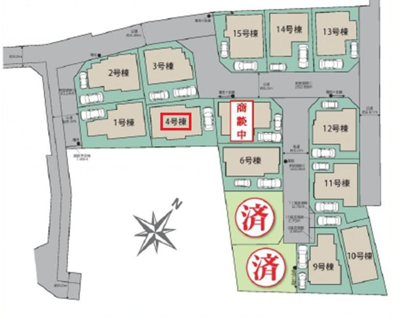 東村山市秋津町3丁目・全15棟　新築一戸建　4号棟の区画図|【全15棟・4号棟】
駐車1台可能です。