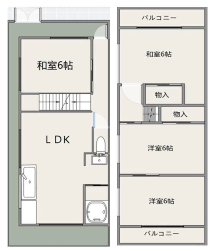 長田区堀切町の間取り|全居室6帖以上、家族で広々と使えます
