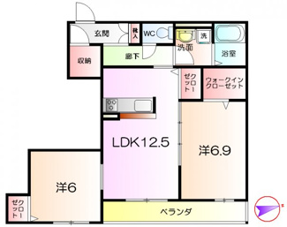 【間取り】 | シャーメゾンリヴィエール | 2ＬＤＫ