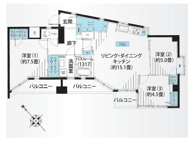 眺望最高！！風抜け最高！！陽当たりも最高！！収納モリモリのワイドな間取り！！！設置された家具もそのままプレゼント！な、『ライオンズマンション平間駅前』リノベーション