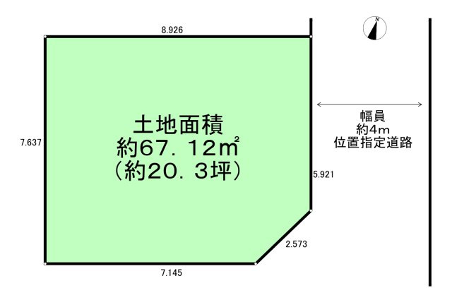 新座市栄4丁目新築戸建の区画図|東側が道路に面した整形地となっております。