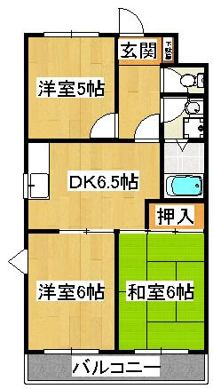 ブルームライフ市川の間取り|こちらの反転タイプです。