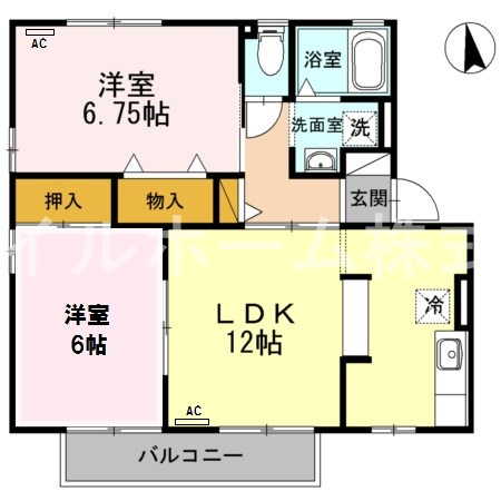 【間取り】 | ラ・フィーネ曙　D棟