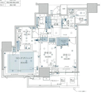 【間取り】 | グランドメゾン上町台レジデンスタワー | 【間取り】高層階・南西角住戸につき、眺望・採光・通風良好☆