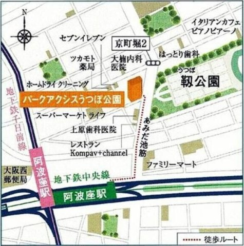 パークアクシスうつぼ公園の地図