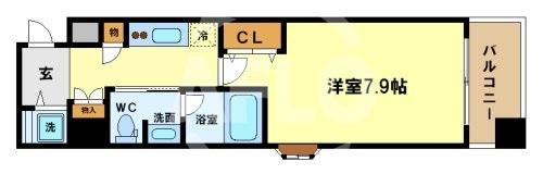 カスタリア堺筋本町の間取り|カスタリア堺筋本町　広々7.9帖の間取り