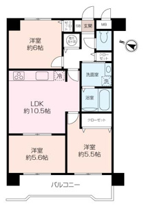 【間取】３階部分南西向きにつき陽当たり・眺望良好のお部屋です。エレベータ有。