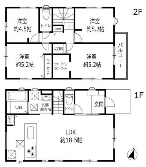 【間取り】 | 福岡市東区香住ヶ丘３丁目　戸建て | 築浅で設備充実、見た目もきれいなのでそのままご入居いただけます♪