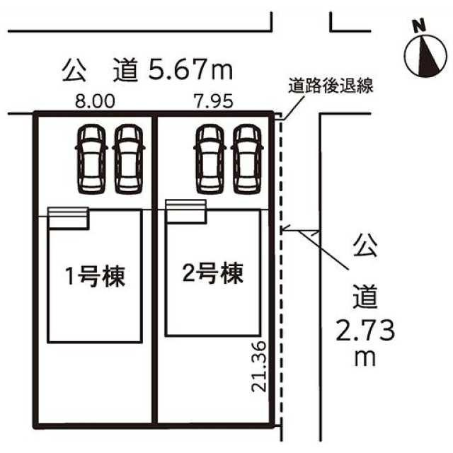 仲介手数料無料）一宮市萩原町第二・１号棟の区画図| 