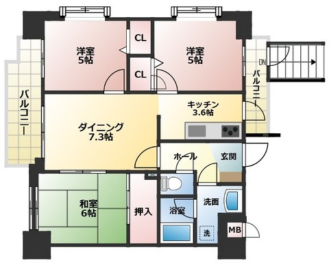 【間取り】 | ダイアパレス京町台