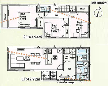 茅ヶ崎市今宿第１４　新築戸建　全２棟１号棟の間取り