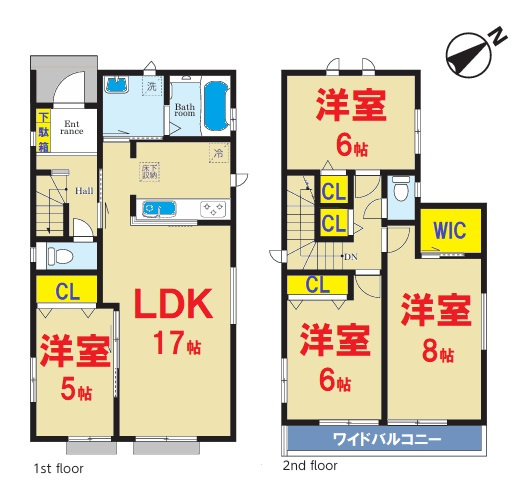 【間取り】 | 印西市大塚B号棟 | 4ＬＤＫ+ｓ　即日のご案内も対応致します。