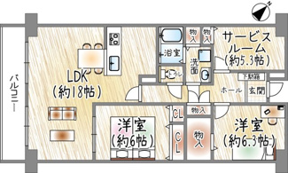 【間取り】 | 千里中央パーク・ヒルズＢ棟 | 3LDK