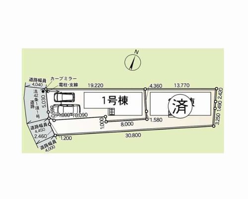【仲介手数料０円】茅ヶ崎市今宿第14　新築一戸建て　1号棟　全2棟の区画図|茅ヶ崎市今宿第14　新築一戸建て　1号棟　全2棟