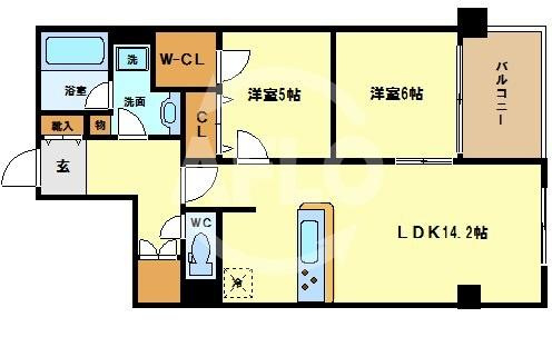 グレンパーク梅田北　扇町小学校区の間取り|グレンパーク梅田北　開放感のある間取り