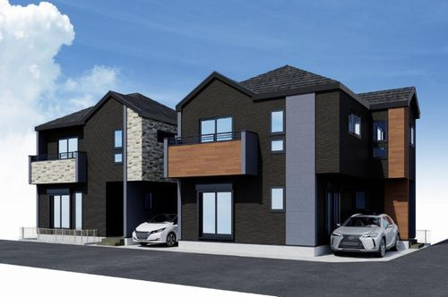 【外観】 | 【仲介手数料０円】平塚市平塚3期　新築一戸建て　全2棟 | 外観パース　平塚市平塚3期　新築一戸建て　全2棟