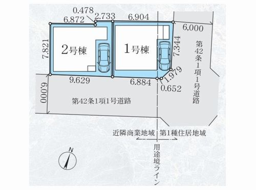 【区画図】 | 【仲介手数料０円】平塚市平塚3期　新築一戸建て　全2棟 | 平塚市平塚3期　新築一戸建て　全2棟