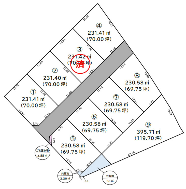 古志町建売分譲地の地図