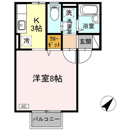 【間取り】 | タクトハイツ日浅Ⅱ | 1Kのお部屋です