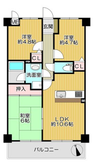 【間取り】 | ベル・アーバニティ武庫之荘 | 新婚様からファミリー様まで幅広くおすすめの３LDKの間取りです♪南向きバルコニーで陽当たり良好です！