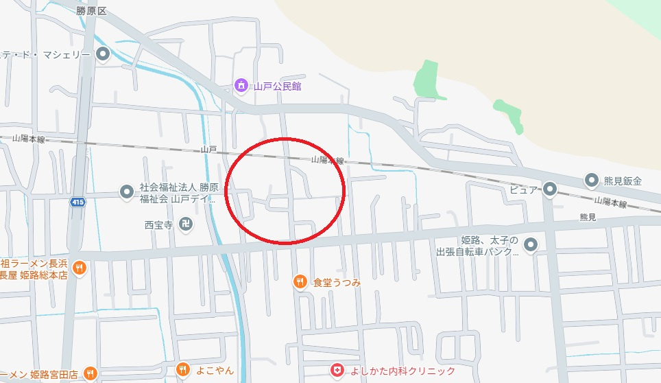 姫路市勝原区山戸　　　JR「はりま勝原駅」徒歩15分の地図