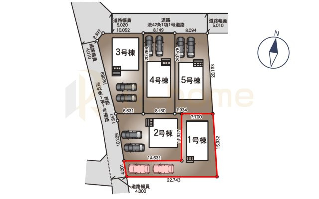 古河市大山第8　新築戸建て　1号棟の区画図|大きなお買い物だからこそ、メリット・デメリットを伝えさせて頂きます。
R-homeにお任せください♪