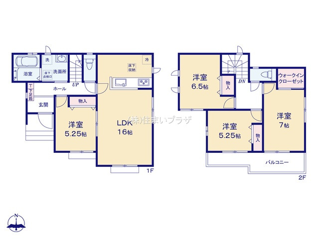 仲介手数料無料）一宮市西五城２４番A号棟の間取り