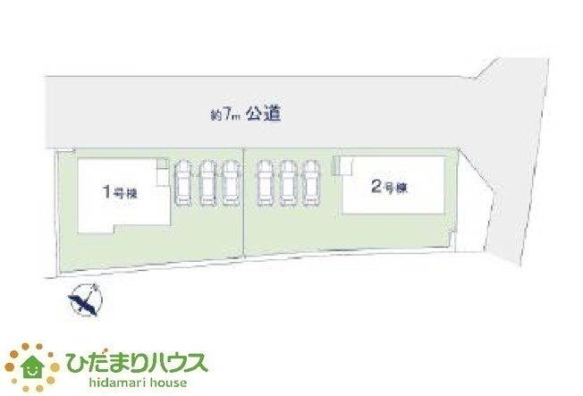 【区画図】 | ひたちなか市高場6期　新築戸建　1号棟 | 前面道路が広く、車の出し入れしやすい。
