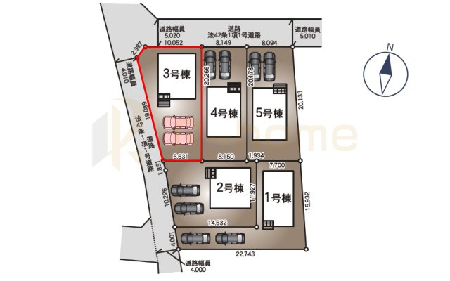 古河市大山第8　新築戸建て　3号棟の区画図|大きなお買い物だからこそ、メリット・デメリットを伝えさせて頂きます。
R-homeにお任せください♪