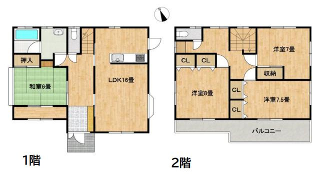 加須市芋茎　中古一戸建ての間取り|全居室6帖以上のゆとりのある間取り♪