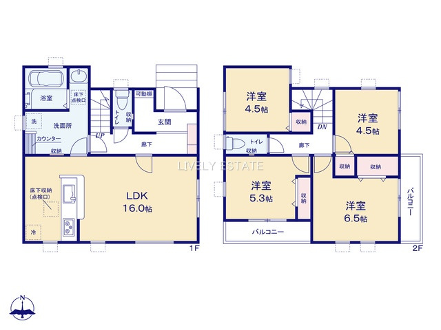 草加市青柳3丁目 新築分譲住宅 の間取り