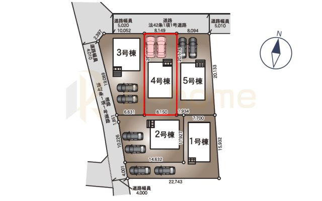 古河市大山第8　新築戸建て　4号棟の区画図|大きなお買い物だからこそ、メリット・デメリットを伝えさせて頂きます。
R-homeにお任せください♪