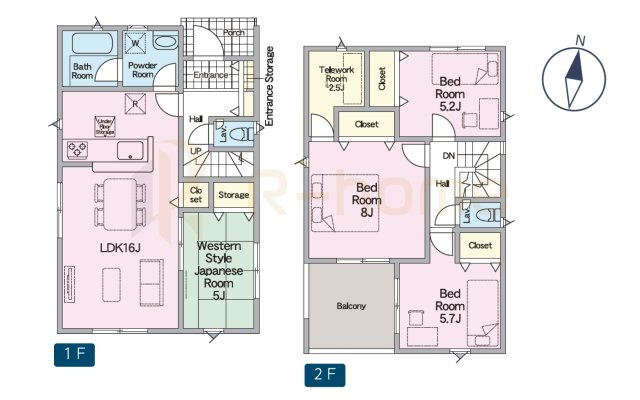 古河市大山第8　新築戸建て　4号棟の間取り|4LDK＋テレワークルーム、土地面積164.81m2、建物面積95.98m2