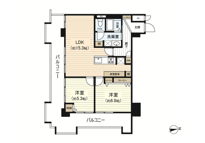 【間取り】 | 朝日プラザ梅田東 | 室内改装済！全居室に窓が有り、採光・通風良好♪