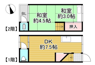 【間取り】 | 大阪市港区港晴4丁目テラスハウス