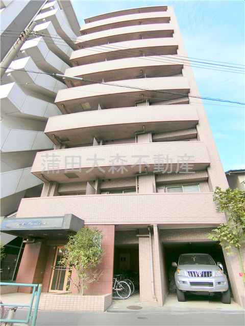 シンシア大森本町の外観|2000年12月築　RC鉄筋コンクリート造地上9階建て1K総戸数25戸のNURO光導入済人気分譲賃貸マンション　京急本線平和島駅最寄りの東京都大田区大森本町2丁目