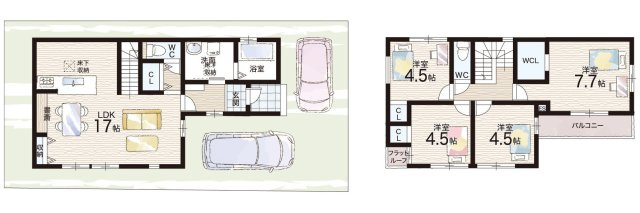 京都市伏見区醍醐岸ノ上町　第1期　新築一戸建ての間取り